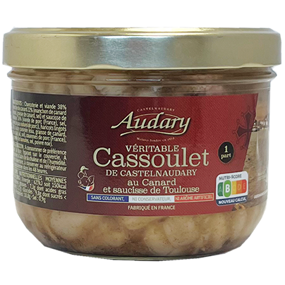 CASSOULET DE CASTELNAUDARY AU CONFIT DE CANARD ET SAUCISSE DE TOULOUSE BOCAL 380G / 1 PART