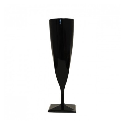 FLUTES A CHAMPAGNE ÉLÉGANCE EN PLASTIQUE RIGIDE NOIR LOT DE 10