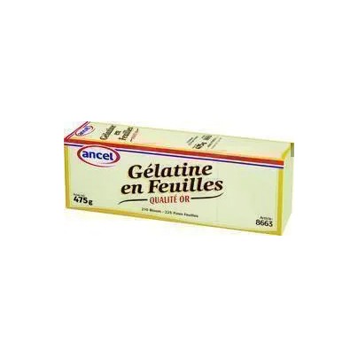 GÉLATINE PORC OR 225 FEUILLES 475G 210 BLOOM ANCEL