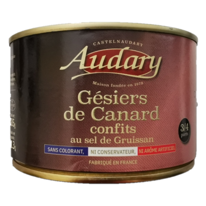 GÉSIERS DE CANARD CONFITS CONSERVE 385G / 3-4 PARTS