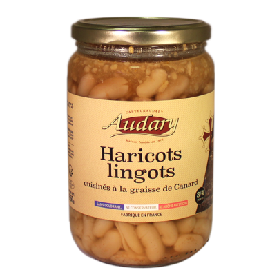 HARICOTS LINGOTS CUISINÉS A LA GRAISSE DE CANARD BOCAL 660G / 3-4 PARTS