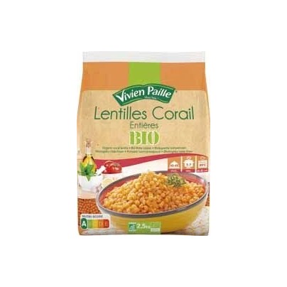 LENTILLES CORAIL ENTIÈRES BIO 2,5 KG