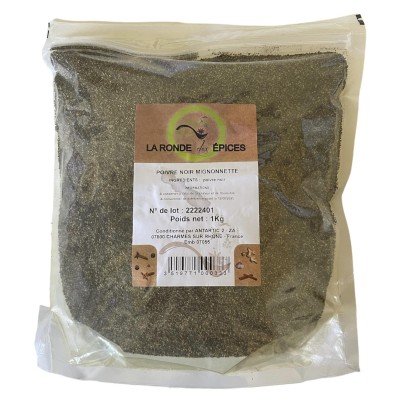 POIVRE NOIR CONCASSÉ MIGNONNETTE LA RONDE DES EPICES 1KG