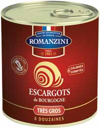 Boite d'Escargots de Bourgogne très gros boîte 1/4 2Dz 125g Bourgogne  Escargots